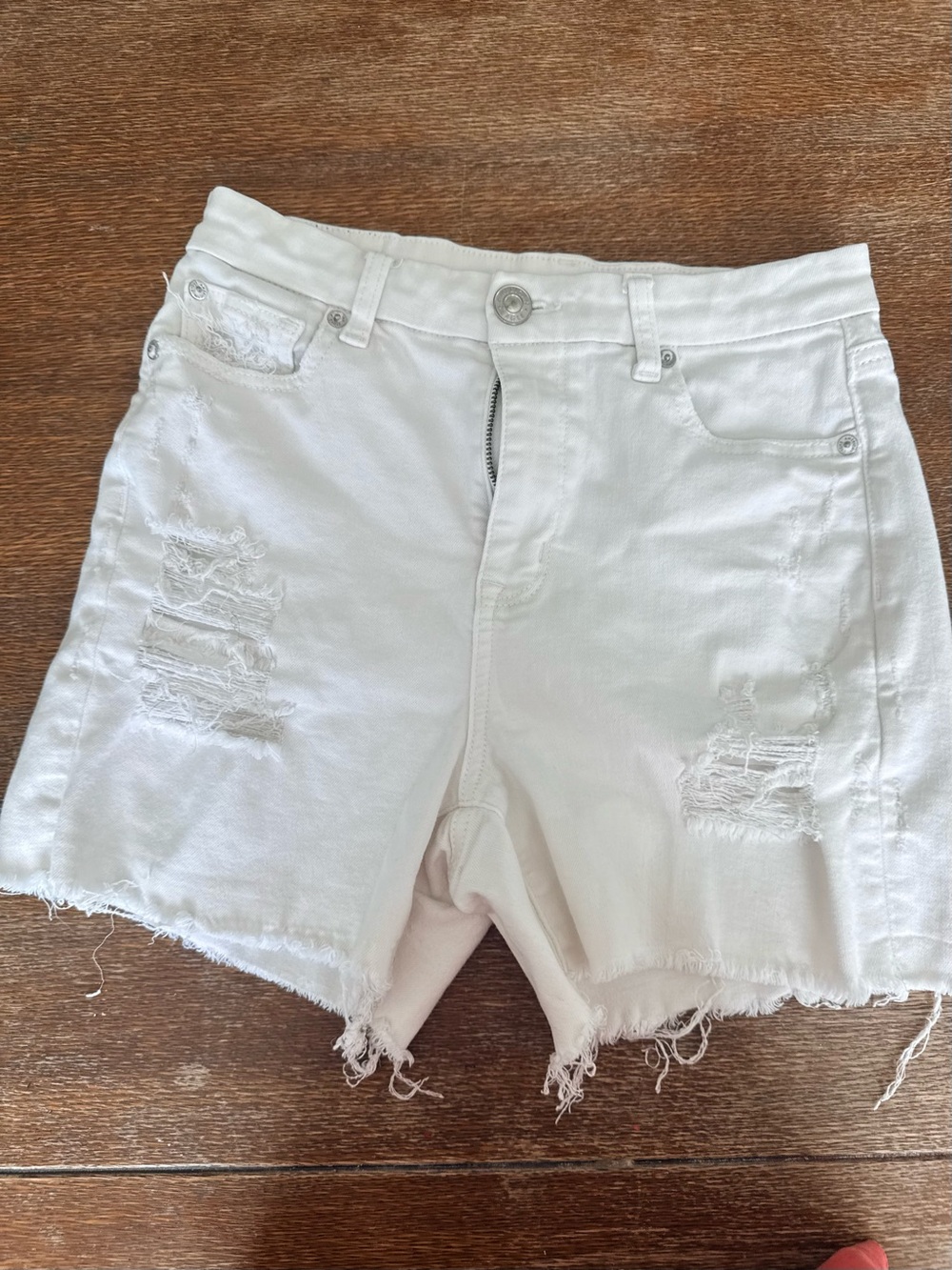 American Eagle Outfitters White Distressed Denim Cutoff Shorts
